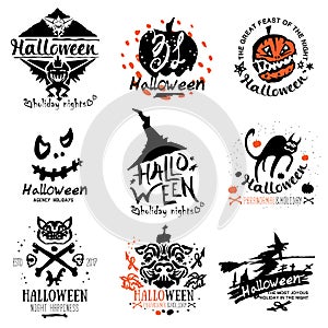 Happy Halloween logo and illustration.