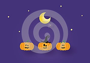 Happy Halloween, Moon stars and pumpkins