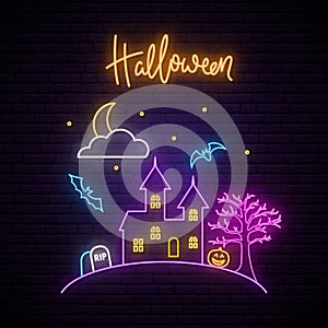 Happy Halloween neon signboard.