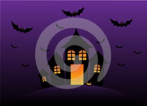 Happy Halloween Night and Black House Background Illustration