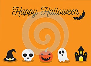 Happy Halloween and Orange Background Vector Illustration