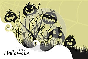 Happy Halloween paper cut Background, Vector Illustration halloween Paper cut Design.