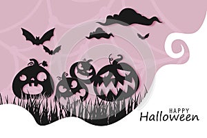 Happy Halloween paper cut Background, Vector Illustration halloween Paper cut Design.