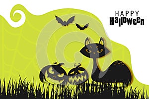 Happy Halloween paper cut Background, Vector Illustration halloween Paper cut Design.