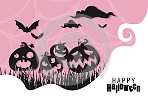 Happy Halloween paper cut Background, Vector Illustration halloween Paper cut Design.