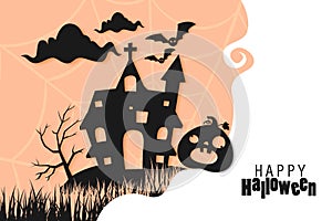 Happy Halloween paper cut Background, Vector Illustration halloween Paper cut Design.