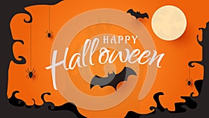 Happy Halloween party decoration paper cut style background vector illustration