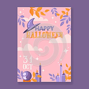Happy Halloween party invite template. Halloween party posters.