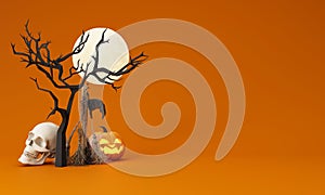 Happy Halloween party posters set with night clouds and pumpkins in cartoon illustration