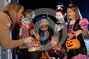 Happy Halloween party trick or treating photo