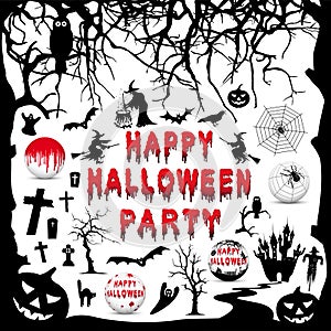 Happy Halloween Party - Vector Icon Collection Set - Flat and 3D Symbols