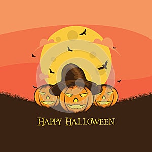 Happy Halloween pumkins illustration concept