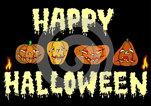 Happy Halloween pumpkin black card