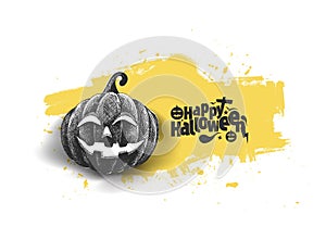 Happy Halloween pumpkin isolated white background.