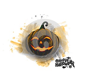 Happy Halloween pumpkin isolated white background.
