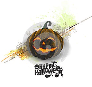 Happy Halloween pumpkin isolated white background.