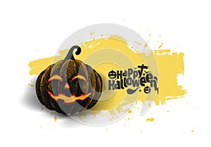 Happy Halloween pumpkin isolated white background.