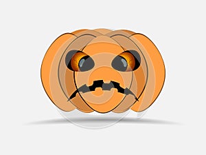 Happy Halloween. Pumpkin isolated on white background. Jack o lantern icon. Vector