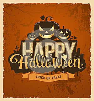 Happy Halloween pumpkin message design
