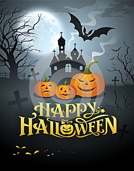 Happy Halloween pumpkin message vector