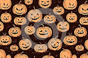 HAppy Halloween pumpkin pattern ai generated