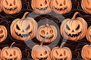 HAppy Halloween pumpkin pattern ai generated