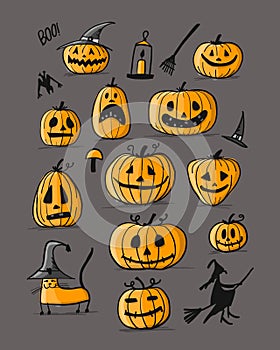 Happy halloween, pumpkin set for your design
