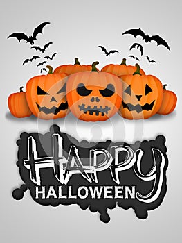 Happy Halloween Pumpkins White Background Card