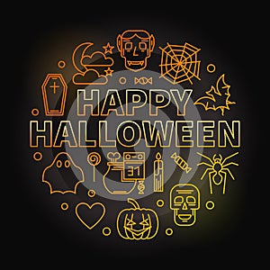 Happy Halloween round vector colorful outline illustration