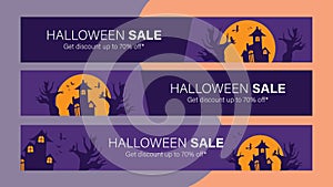 Happy halloween sale mobile banner template for online shop, social media, internet ads. Big sale halloween holiday event. Flash s