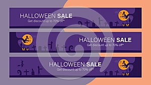 Happy halloween sale mobile banner template for online shop, social media, internet ads. Big sale halloween holiday event. Flash s