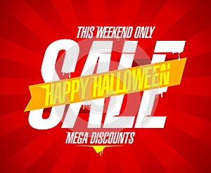 Happy Halloween sale web banner design template