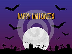 Happy Halloween scary graveyard background