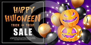 Happy halloween scary jack lantern and ballon ighting chain decoration bavkground