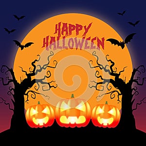 Happy Halloween Scary Pumpkin Haunted Design Illustration