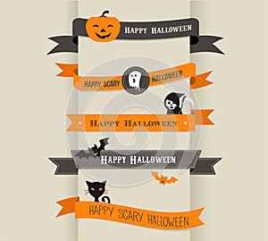 Happy Halloween - set of ribbons and icons