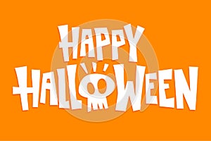 Happy halloween skull grunge poster sign isolated vector illustration