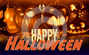 Happy Halloween Spooky Scary Pumpkins Jack O` Lanterns