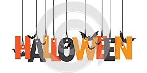 HAPPY HALLOWEEN Suspended Letters Banner with Bats, Black Cat, Pumpkins and Spiders