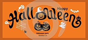 Happy Halloween Text Banner. Vector illustration