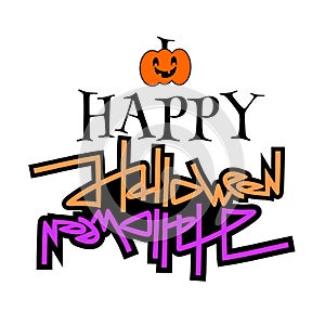 Happy halloween text. Cartoon style lettering. Vector illustration