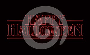 Happy Halloween text design, Happy Halloween word with Red glow text on black background. 80`s style, eighties design. photo