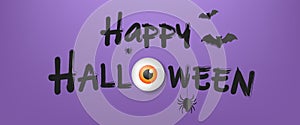 Happy Halloween Text With Violet Background