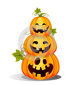 Happy Halloween. Three funny Jack O Lanterns