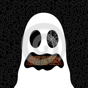 Happy Halloween trick or treat ghost drawing EPS10 file.