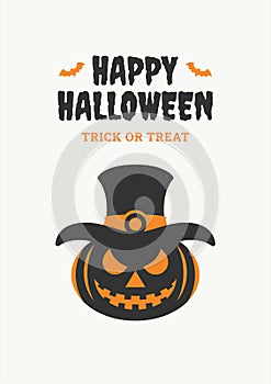 Happy Halloween trick or treat promo poster retro flyer design template vector flat illustration