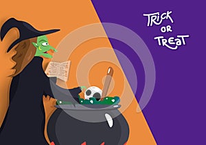 Happy Halloween, trick or treat, witch cooking party invites decorate, greeting card autumn october collection background vector