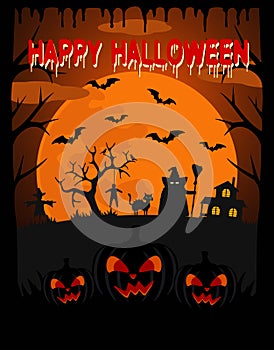 Happy Halloween vector background with witch