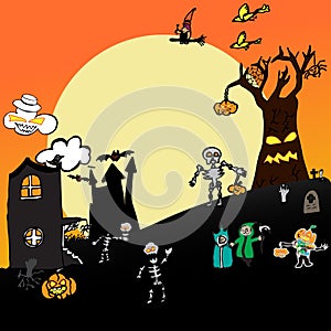 Happy Halloween in vector concept doddle.