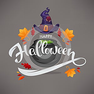 Happy halloween,vector greeting or invitation with hand drawn l